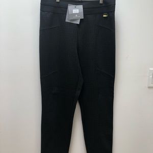 Andrew Marc Women Stretch pants, black with white stripes, size M